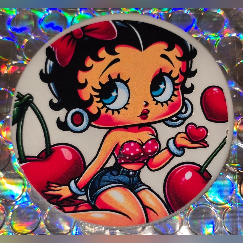 Cherries Betty Boop Custom Christmas Ornament with Real Pearl #1029
